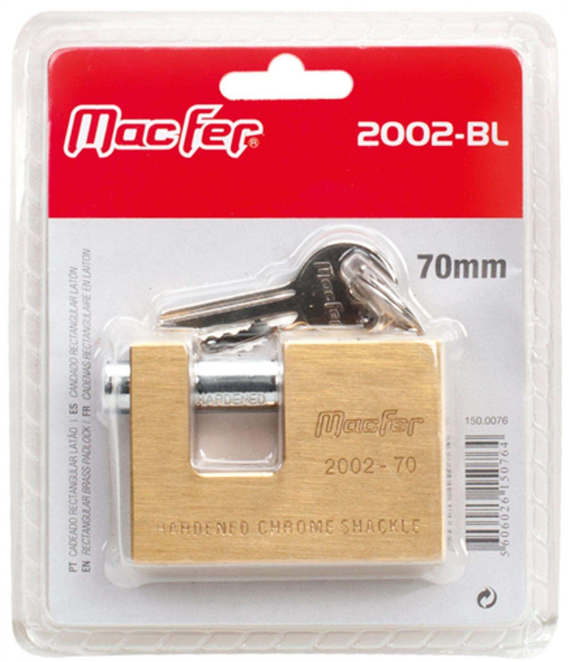 Cadeado rect. latão mf 2002-90-BL 90mm refª 150.0077 MACFER