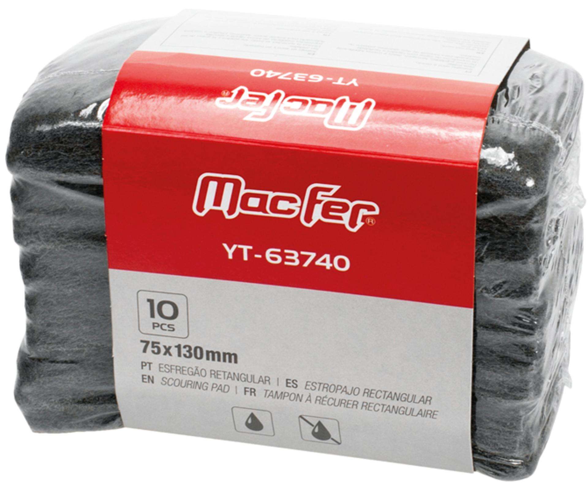 Esfregão retangular YT-63740 75x130mm (10pçs) refª 145.0090 MACFER
