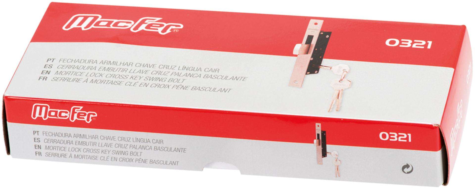 Fechadura arm. ch. cruz língua cair mf 0321 KA-A3 refª 140.0092 MACFER