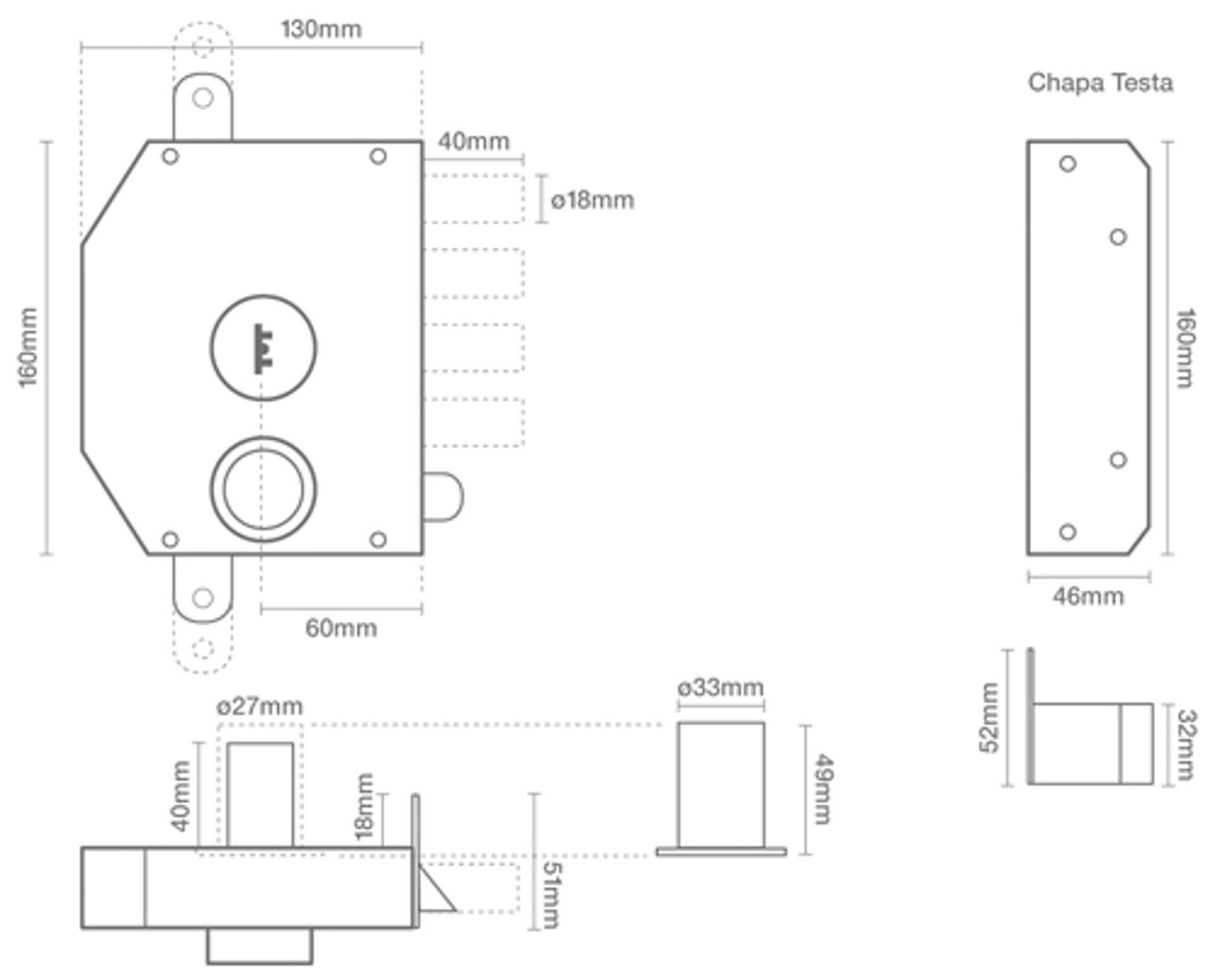 Fechadura pregar á face 2 trancas MacFer DH7088 Dta refª 140.0010 MACFER