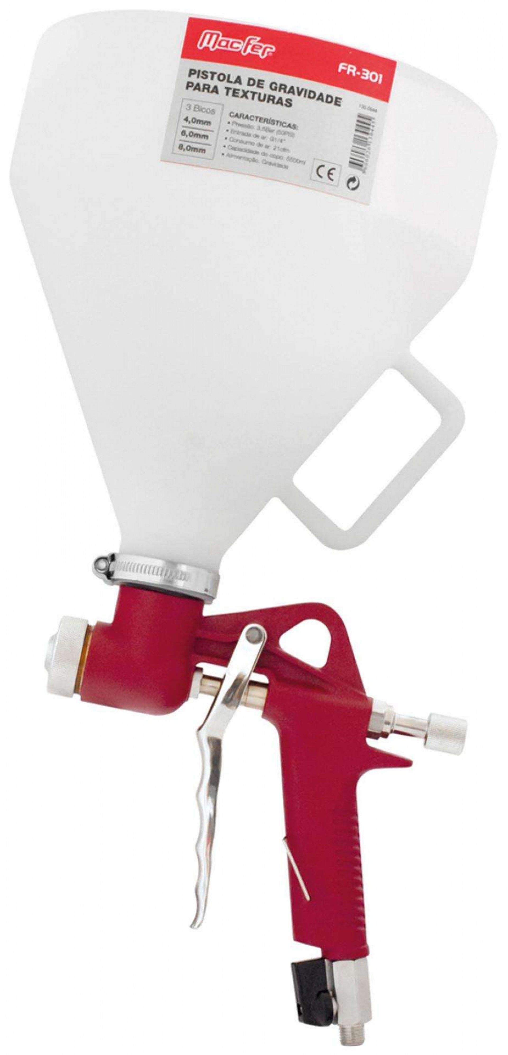 Pistola pint. gravidade p/ texturas MacFer FR-301 3 bicos refª 130.0044 MACFER
