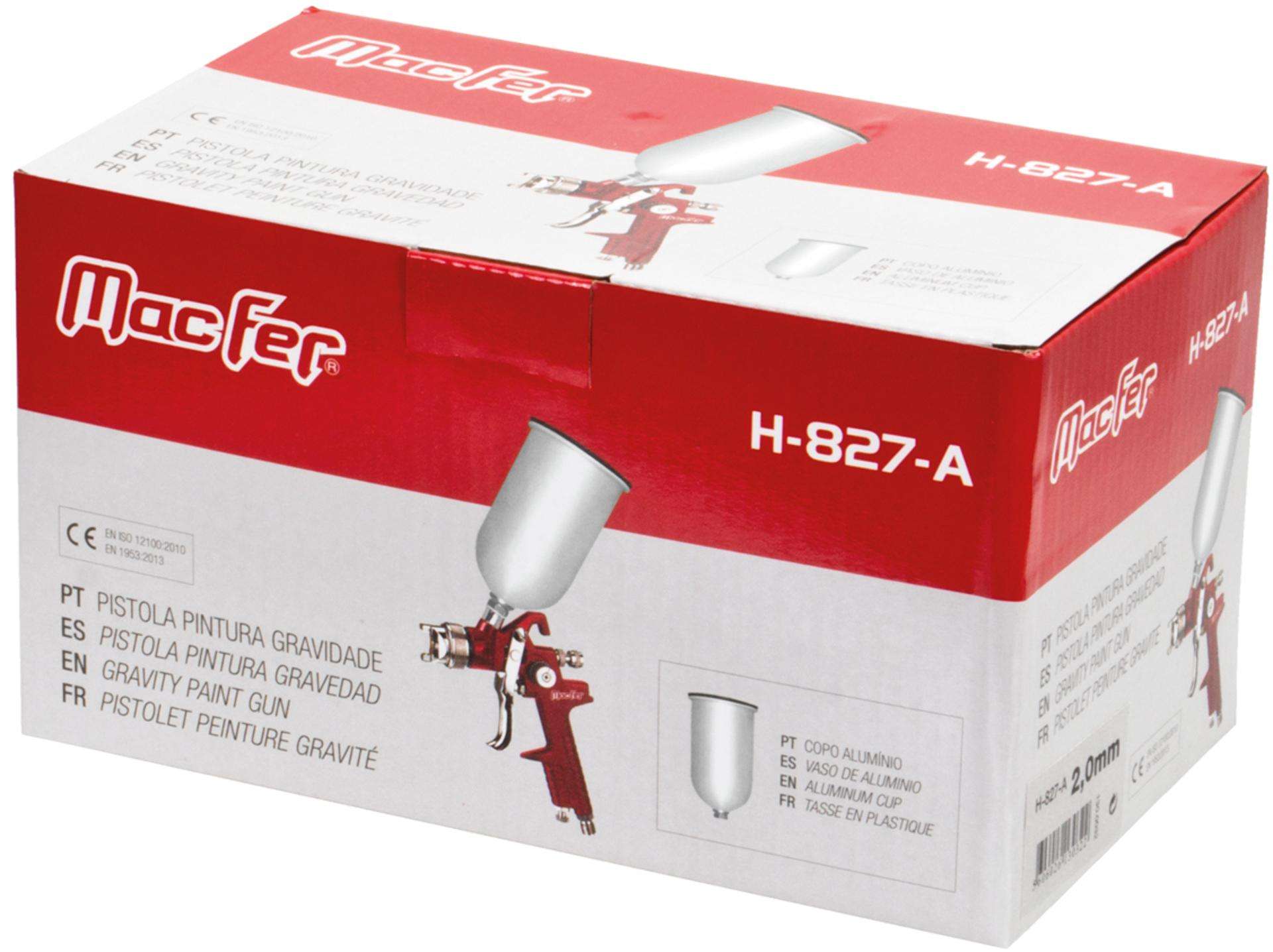 Pistola pint. gravidade copo alu. MacFer H-827-A 1,7mm refª 130.0031 MACFER