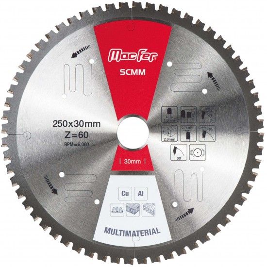 Disco serra circular multimaterial MacFer SCMM 235x30mm Z60 ref� 125.0071 MACFER
