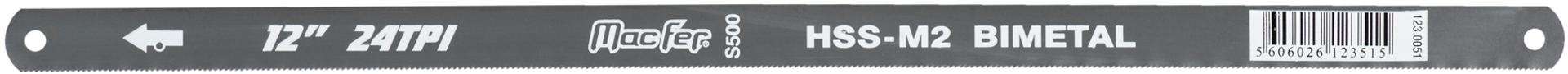 Folha serra bimetal HSS-M2 S500 24TPI refª 123.0051 MACFER