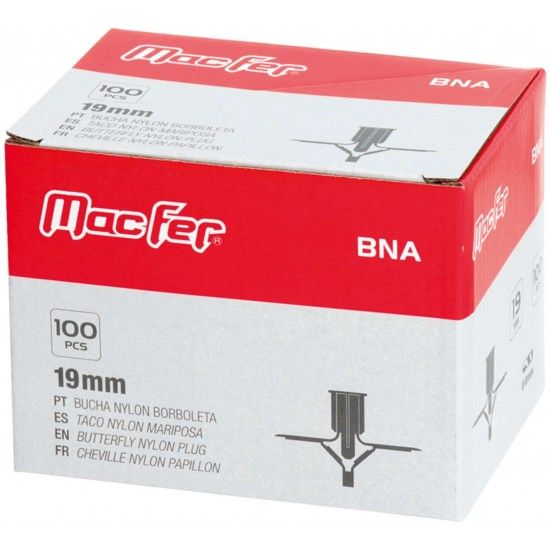 Bucha nylon borboleta mf BNA19 19mm 100p�  ref� 121.0056 MACFER