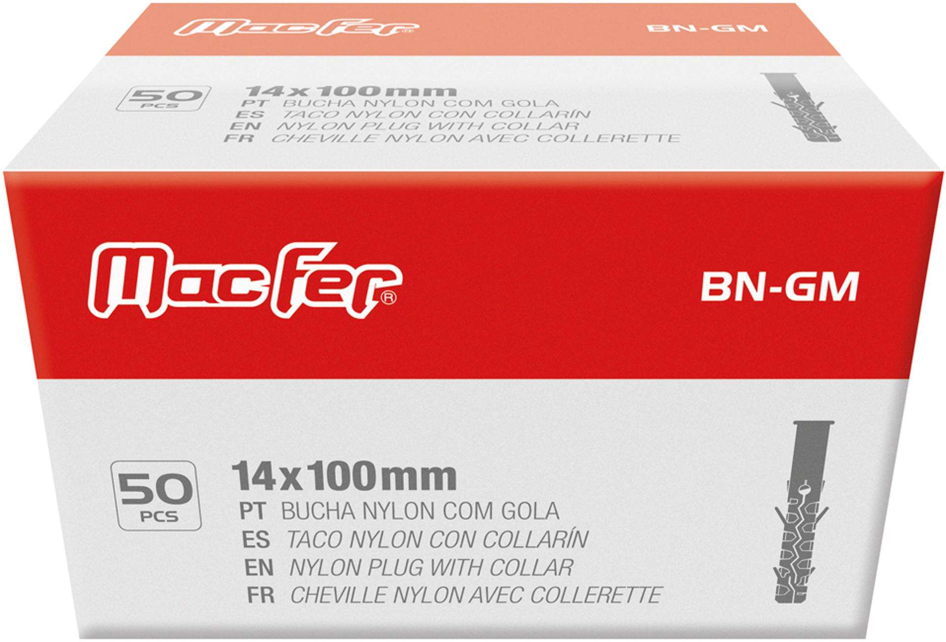 Bucha nylon c/ gola mf BN-GM 14x100mm refª 121.0008 MACFER