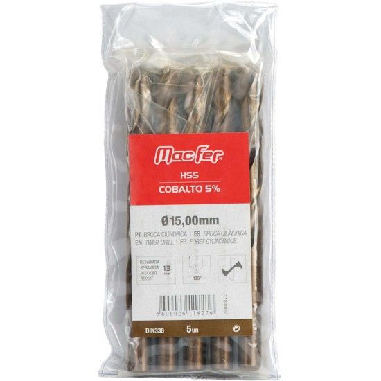 Broca cil. MacFer HSS-Cobalto 5% 14,0mm  (reb. 13mm) ref� 118.0026 MACFER