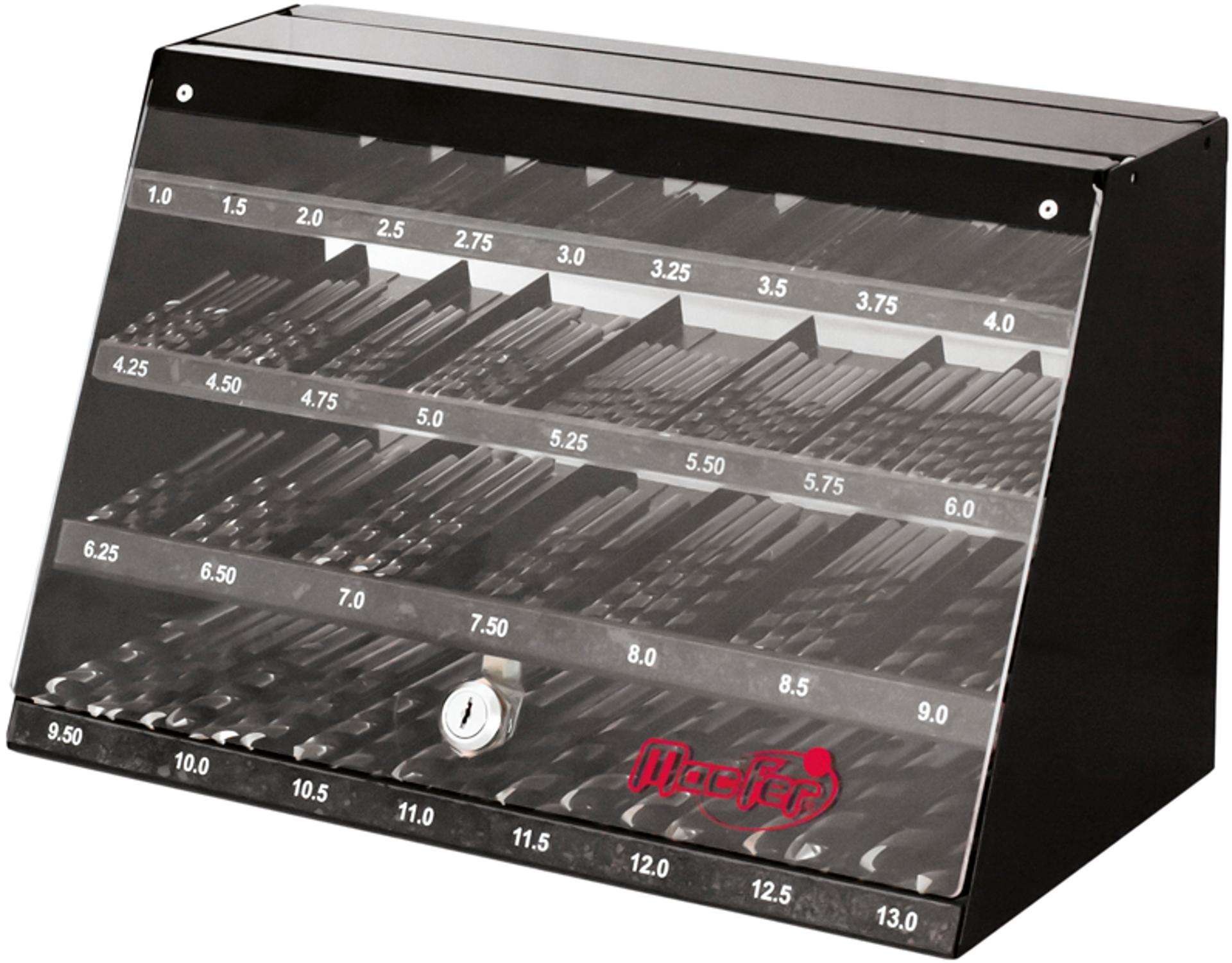 Expositor brocas cilíndricas HSS-M2-610 1~13mm 610pçs refª 117.0351 MACFER