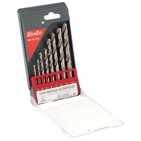 Jg. brocas cilindricas HSS-M2-008 3~10mm  8p�s cx. Pl�stica ref� 117.0095 MACFER
