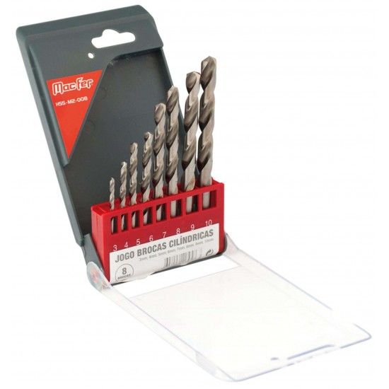 Jg. brocas cilindricas HSS-M2-008 3~10mm  8p�s cx. Pl�stica ref� 117.0095 MACFER
