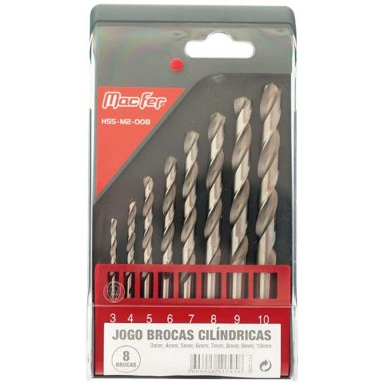 Jg. brocas cilindricas HSS-M2-008 3~10mm  8p�s cx. Pl�stica ref� 117.0095 MACFER