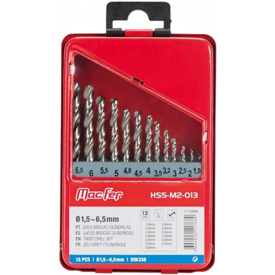 Jg. brocas cil. MacFer HSS-M2-013 1,5~6,5mm 13p�s ref� 117.0088 MACFER