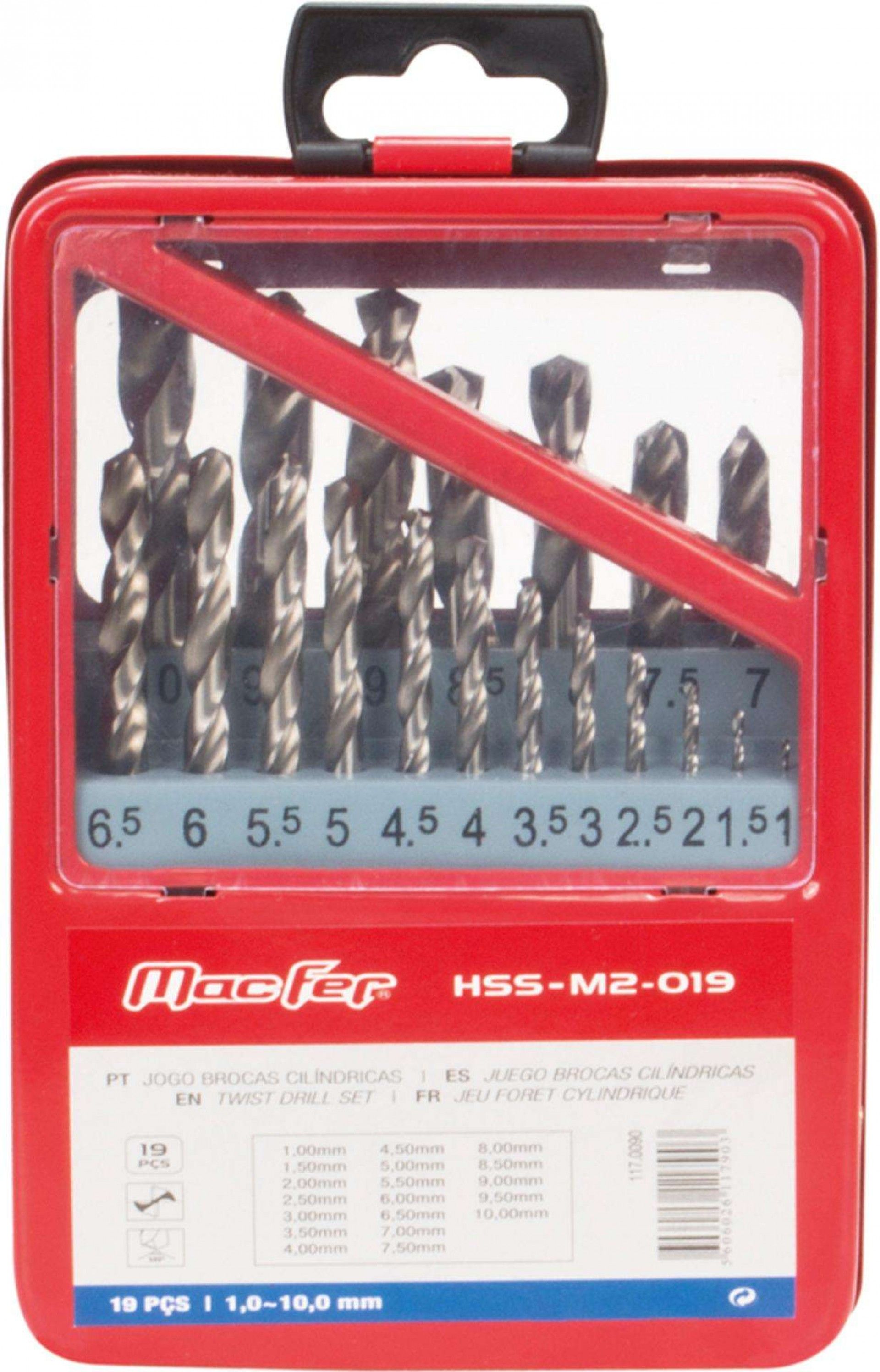 Jg. brocas cil. MacFer HSS-M2-025 1~13mm 25pçs refª 117.0091 MACFER