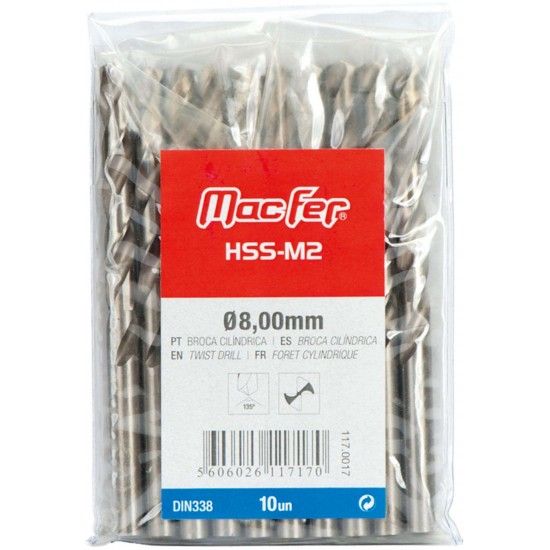 Broca cilíndrica MacFer HSS-M2 10,5mm refª 117.0041 MACFER Broca cilíndrica MacFer HSS-M2 10,5mm refª 117.0041 MACFER