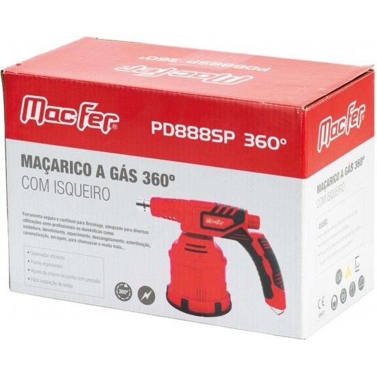 Ma�arico a g�s c/ isqueiro MacFer PD888SP 360� ref� 114.0006 MACFER