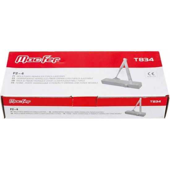 Mola porta hidráulica força ajustável mf T834 F2~4 alumínio refª 094.0078 MACFER Mola porta hidráulica força ajustável mf T834 F2~4 alumínio refª 094.0078 MACFER