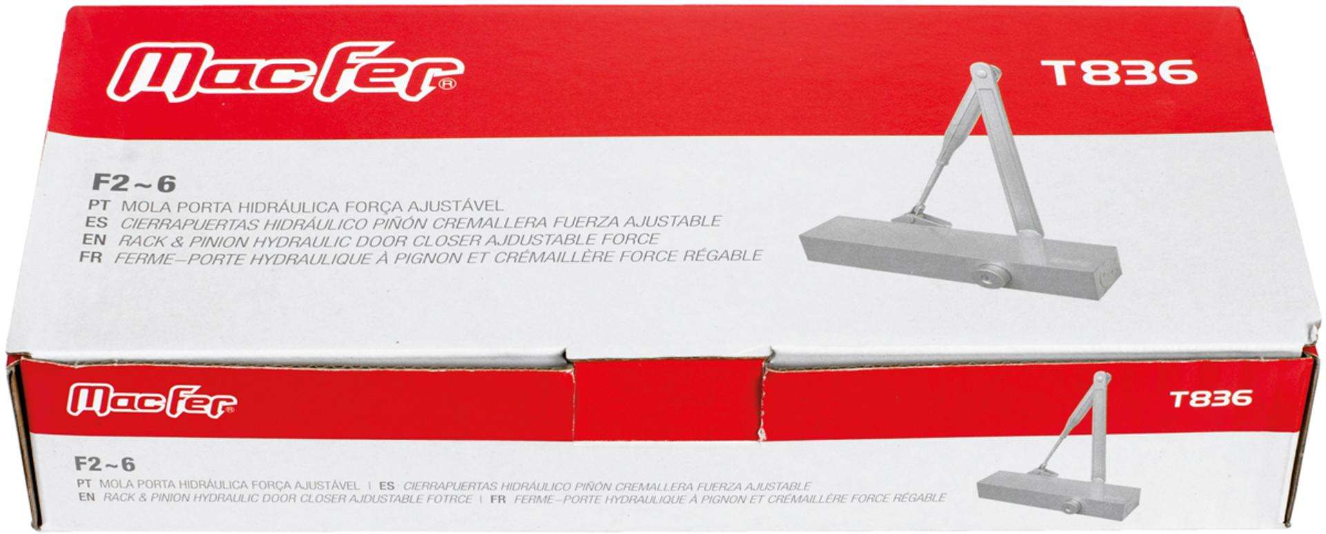 Mola porta hidráulica força ajustável mf T836 F2~6 alumínio refª 094.0079 MACFER