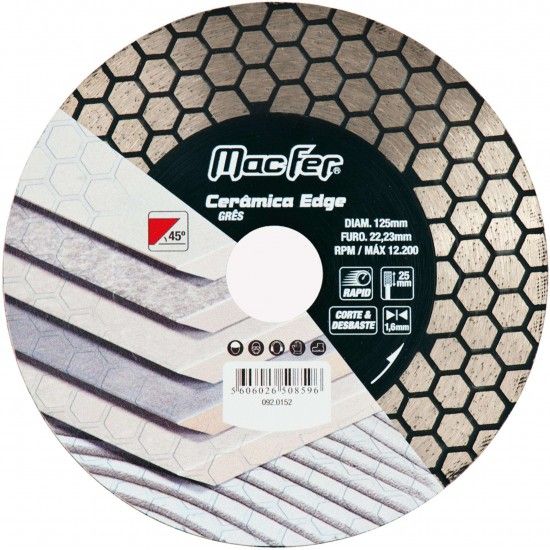 Disco diam. 125x1.6mm Cer�mica Edge ref� 092.0152 MACFER