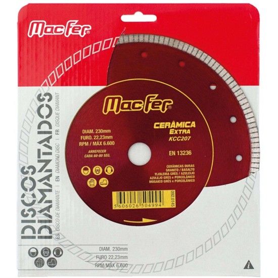Disco diam. MacFer Cerâmica Extra KCC207 115mm refª 092.0141 MACFER Disco diam. MacFer Cerâmica Extra KCC207 115mm refª 092.0141 MACFER