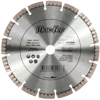 Disco diam. MacFer Turbo Segmentado Laser LDT202 230mm ref. 092.0121 MACFER Disco diam. MacFer Turbo Segmentado Laser LDT202 230mm ref. 092.0121 MACFER