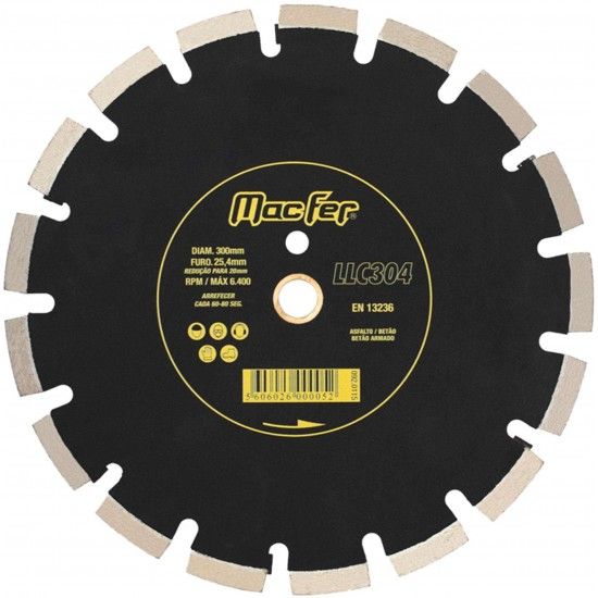 Disco diamantado 450mm Segmentado Laser LLC304 refª 092.0118 MACFER Disco diamantado 450mm Segmentado Laser LLC304 refª 092.0118 MACFER