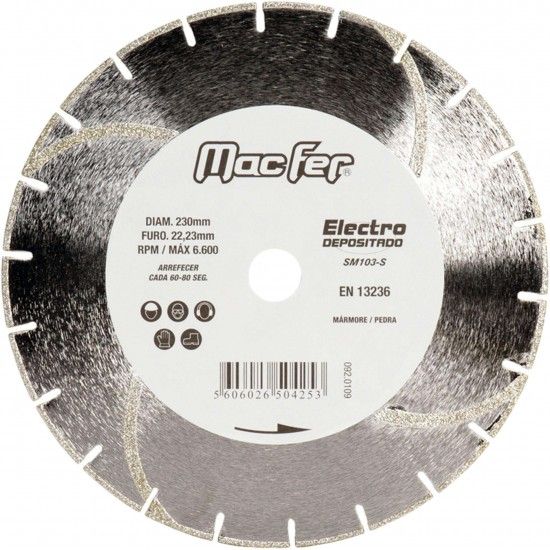 Disco diam. MacFer Electrodepositado SM103-S 230mm refª 092.0109 MACFER Disco diam. MacFer Electrodepositado SM103-S 230mm refª 092.0109 MACFER