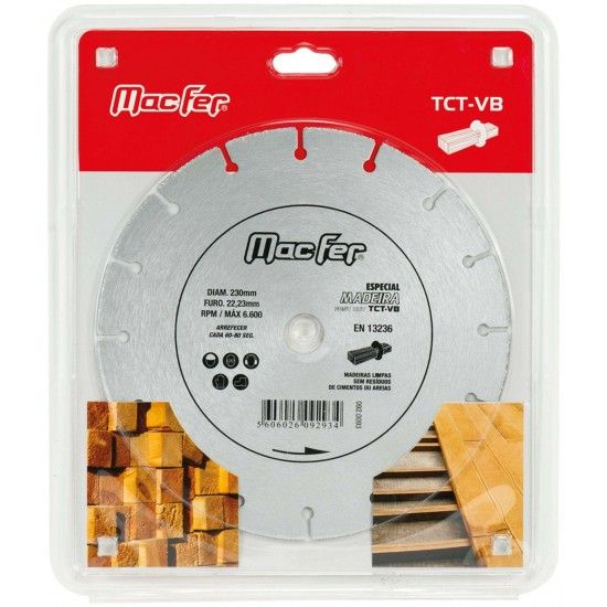 Disco diam. p/ madeira MacFer TCT-VB 125mm ref� 092.0092 MACFER