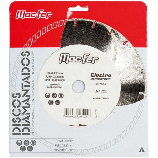 Disco diam. MacFer Electrodepositado SM103-S 230mm refª 092.0109 MACFER Disco diam. MacFer Electrodepositado SM103-S 230mm refª 092.0109 MACFER