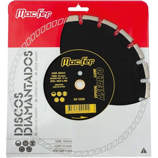 Disco diam. MacFer Especial Asfalto Laser LLA305 350mm ref. 092.0051 MACFER