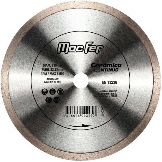 Disco diam. MacFer Cerâmica Contínuo 230mm refª 092.0045 MACFER Disco diam. MacFer Cerâmica Contínuo 230mm refª 092.0045 MACFER