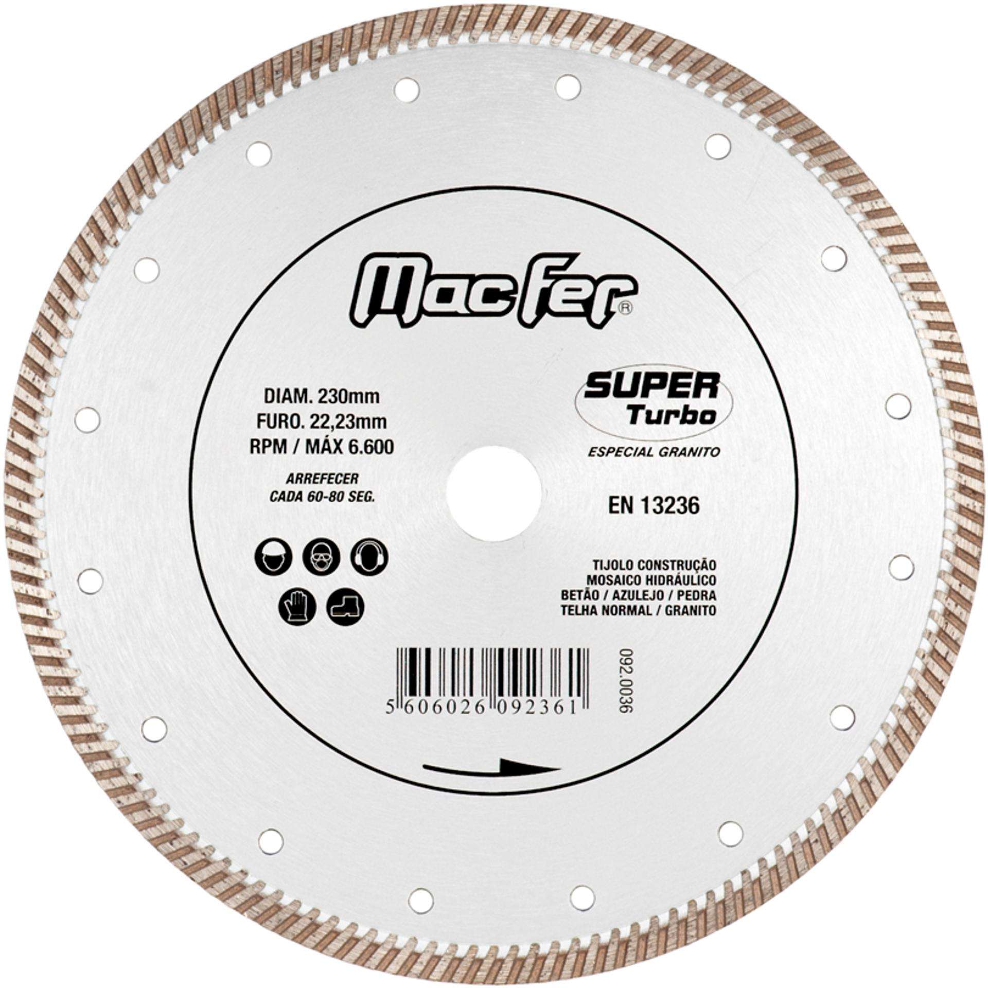Disco diam. MacFer Super Turbo 230mm refª 092.0036 MACFER