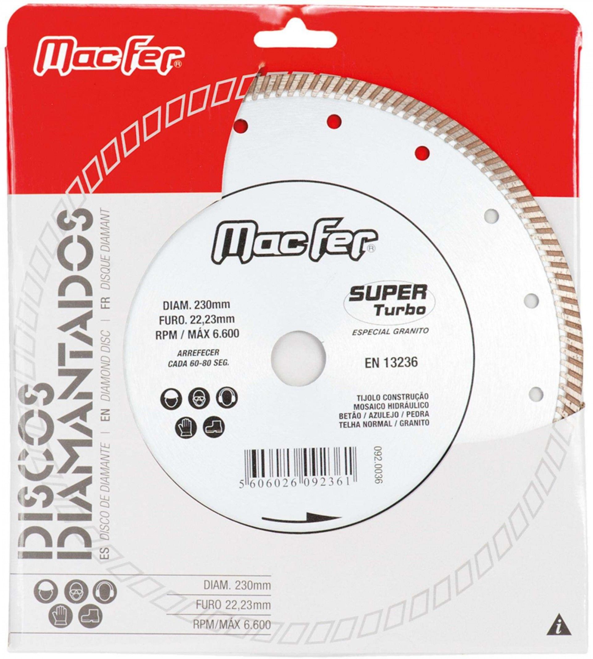 Disco diam. MacFer Super Turbo 230mm refª 092.0036 MACFER
