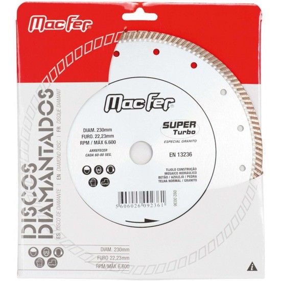 Disco diam. MacFer Super Turbo 230mm refª 092.0036 MACFER Disco diam. MacFer Super Turbo 230mm refª 092.0036 MACFER