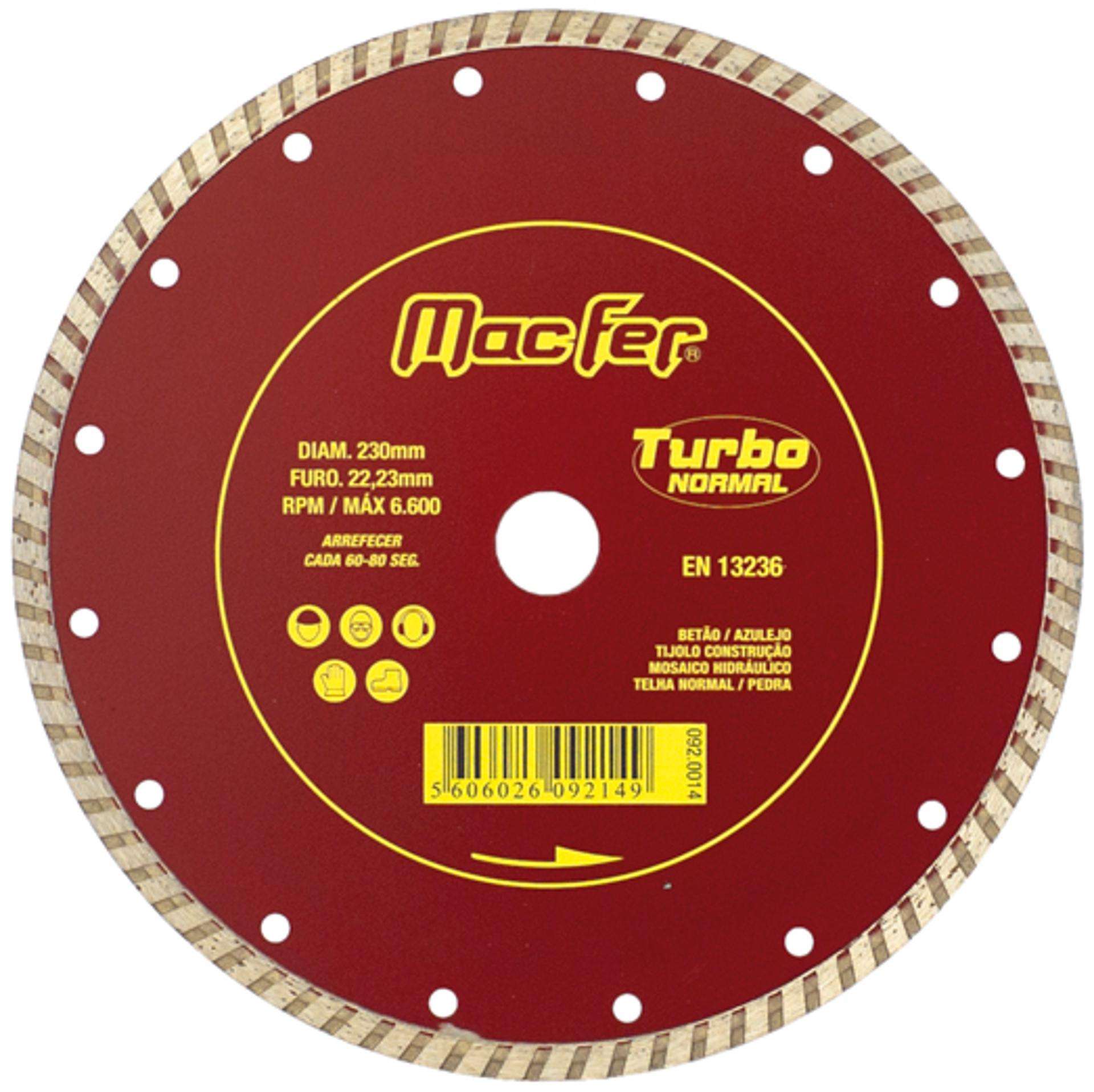 Disco diam. MacFer Turbo 230mm refª 092.0014 MACFER