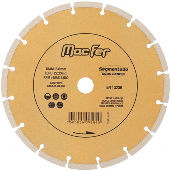 Disco diam. MacFer Segmentado 230mm ref� 092.0004 MACFER