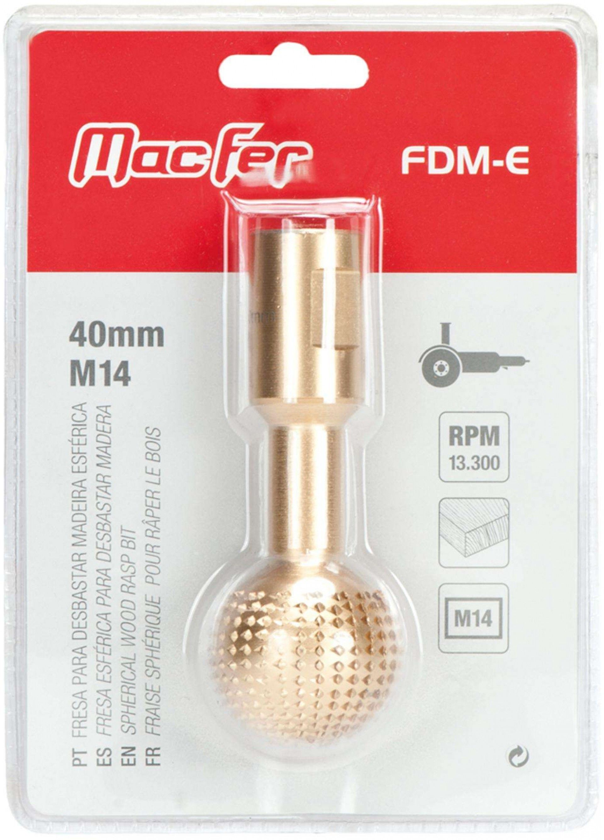 Fresa para desbastar madeira esférica FDM-E 40mm M14 refª 090.0153 Macfer