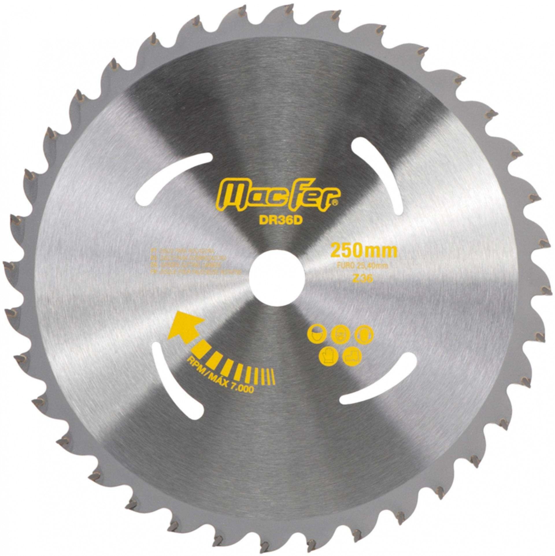Disco p/ roç. 36 dentes MacFer DR36D 250mm refª 090.0090 MACFER