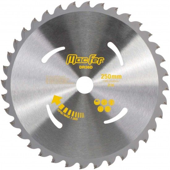 Disco p/ ro�. 36 dentes MacFer DR36D 250mm ref� 090.0090 MACFER