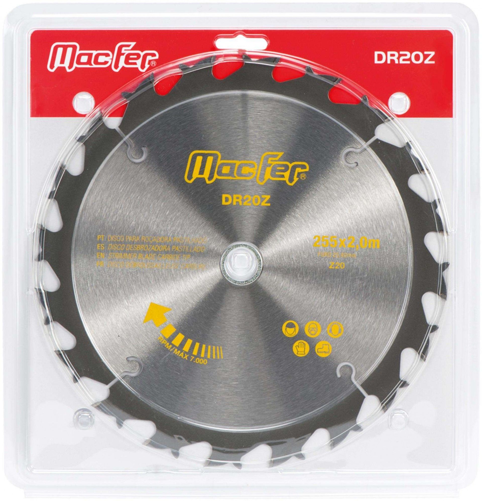 Disco p/ roç. pastilhado MacFer DR20Z 255x2,3mm 20Z refª 090.0089 MACFER