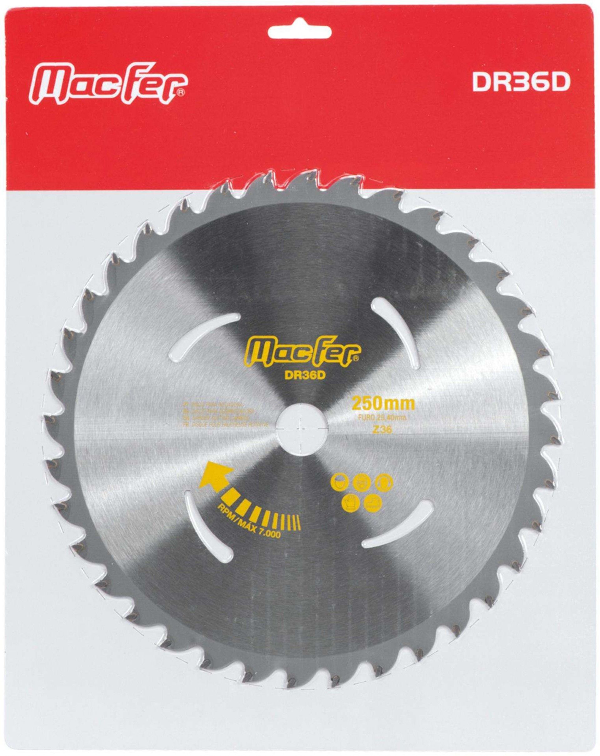 Disco p/ roç. 36 dentes MacFer DR36D 250mm refª 090.0090 MACFER