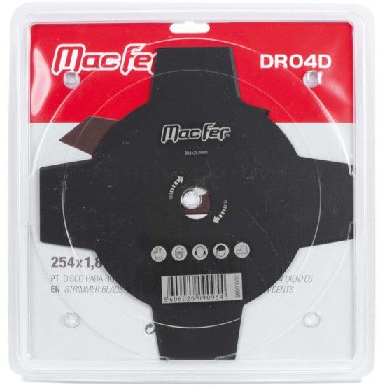 Disco p/ roç. 4 dentes MacFer DR04D 254x1,8mm refª 090.0095 MACFER Disco p/ roç. 4 dentes MacFer DR04D 254x1,8mm refª 090.0095 MACFER