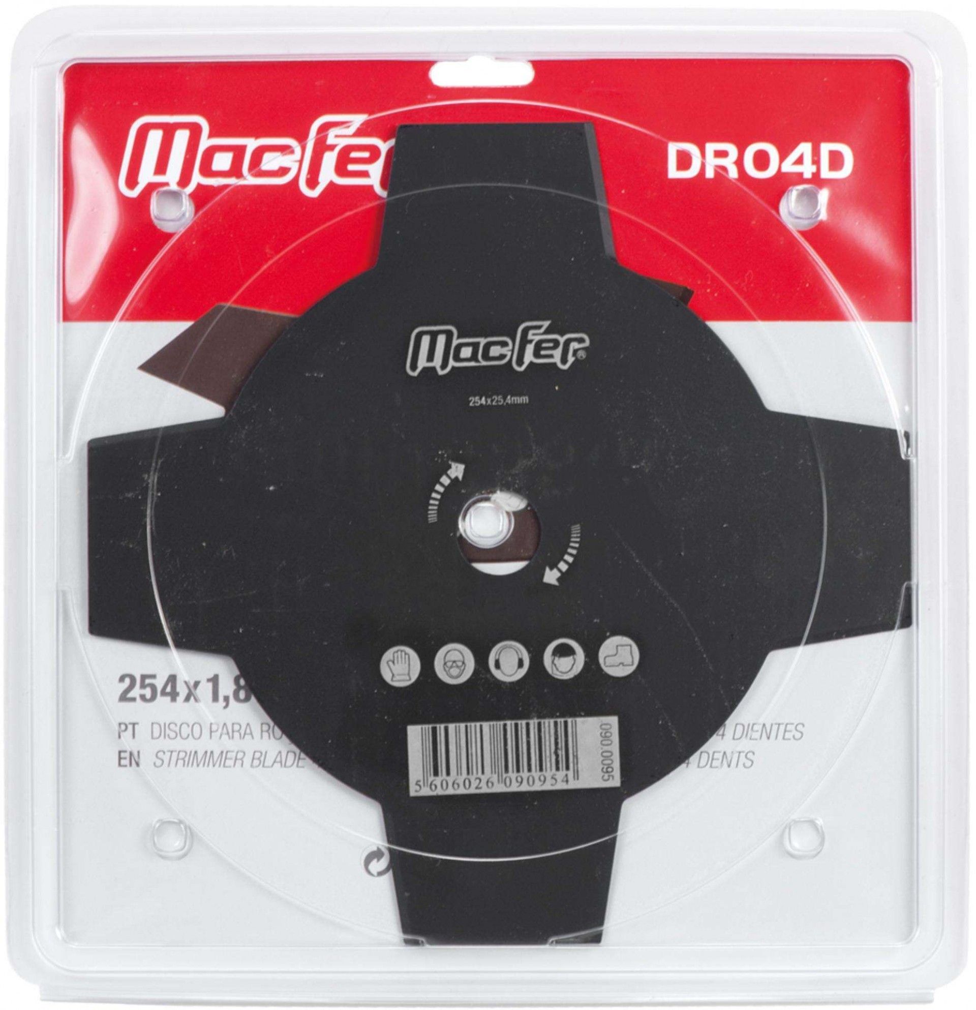 Disco p/ roç. 4 dentes MacFer DR04D 254x1,8mm refª 090.0095 MACFER