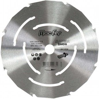 Disco dentado p/ madeira MacFer DMD6 230mm ref� 090.0073 MACFER