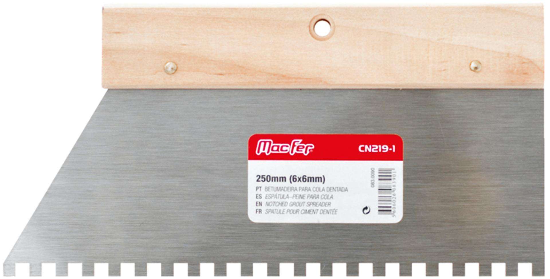 Betumadeira p/ cola dentada MacFer CN219-1 250mm (8x8mm) refª 083.0087 MACFER