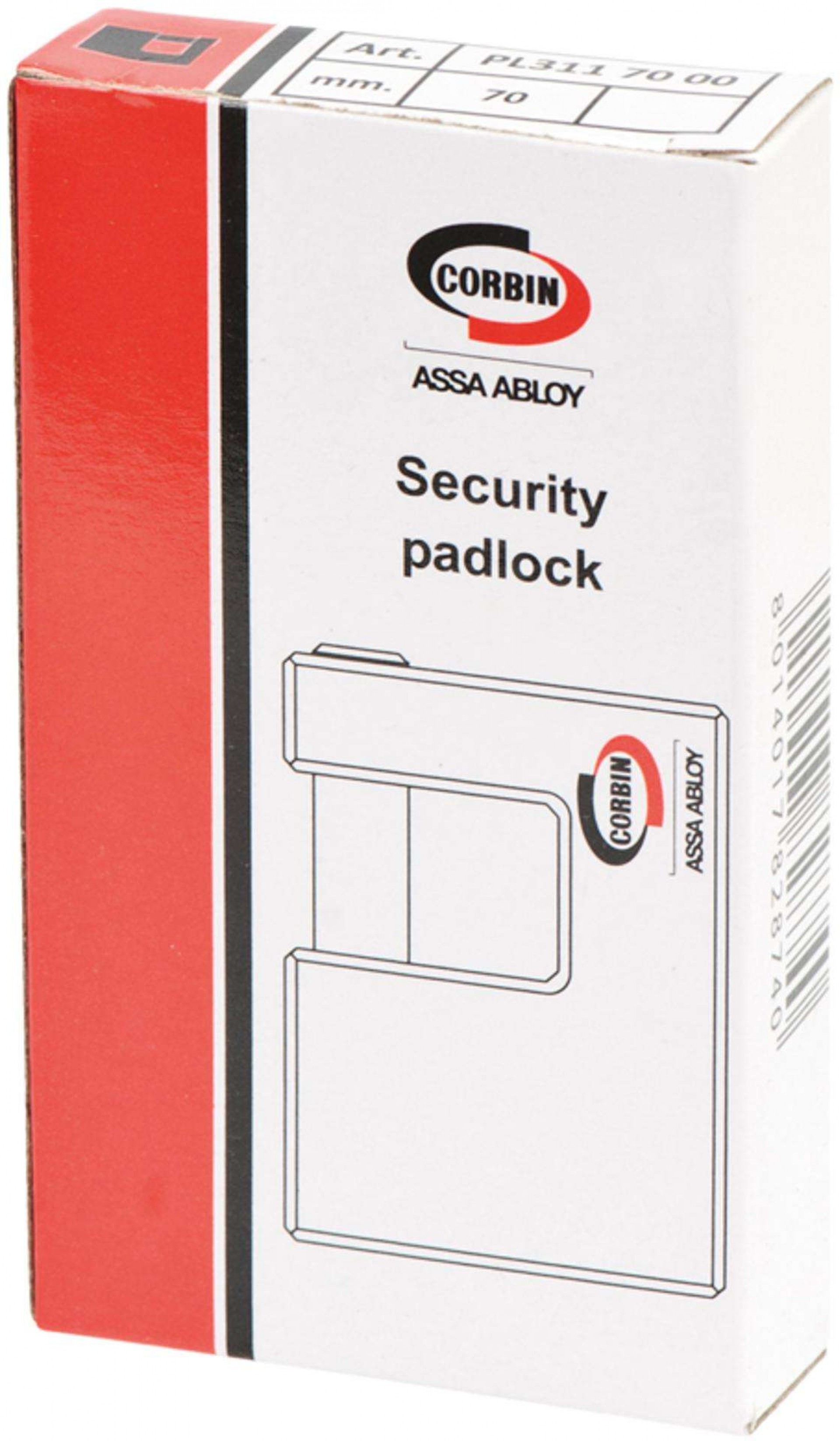 Cadeado rectangular latão Corbin L311 70mm refª 078.0112 MACFER