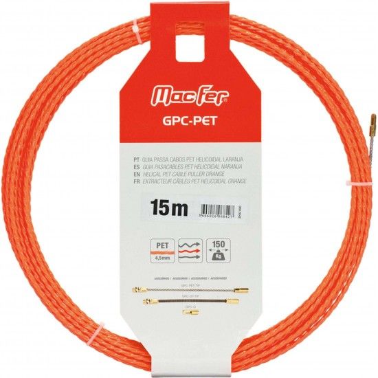 Guia passa cabos PET helicoidal GPC-PET 4,5mm 25m laranja ref� 068.0044 MACFER