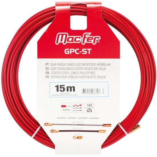 Guia passa cabos a�o revestido GPC-ST 4,0mm 10m vermelha ref� 068.0031 MACFER