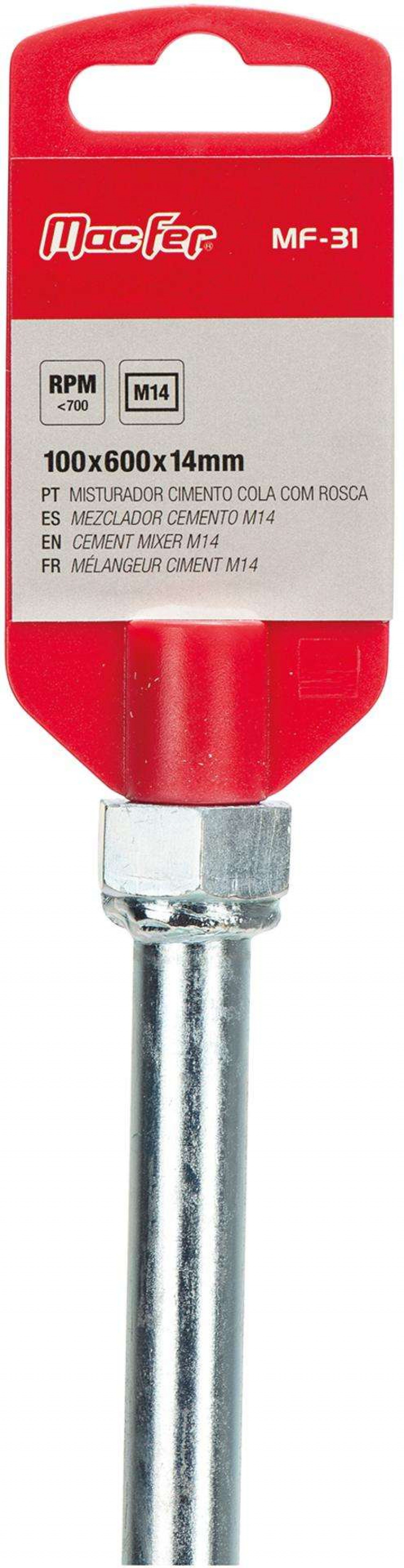 Misturador cimento cola M14 MacFer MF-31 100x600x14mm refª 067.0025 MACFER