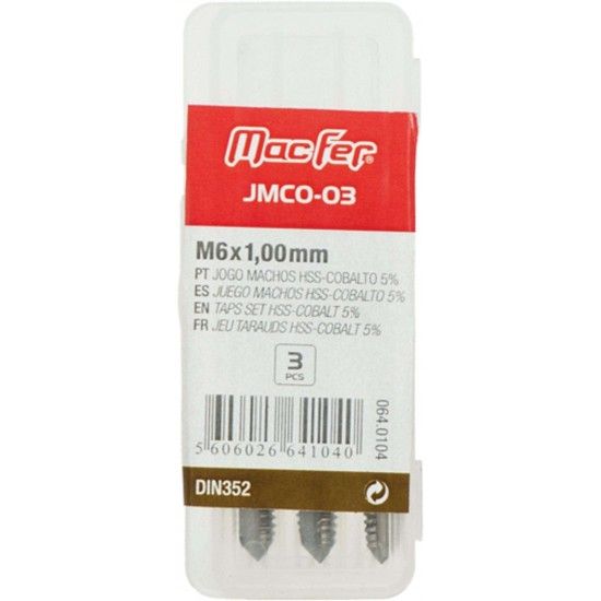Jg. machos HSS-Cobalto MacFer JMCO-03 M4x0,70mm 3pçs refª 064.0102 MACFER Jg. machos HSS-Cobalto MacFer JMCO-03 M4x0,70mm 3pçs refª 064.0102 MACFER