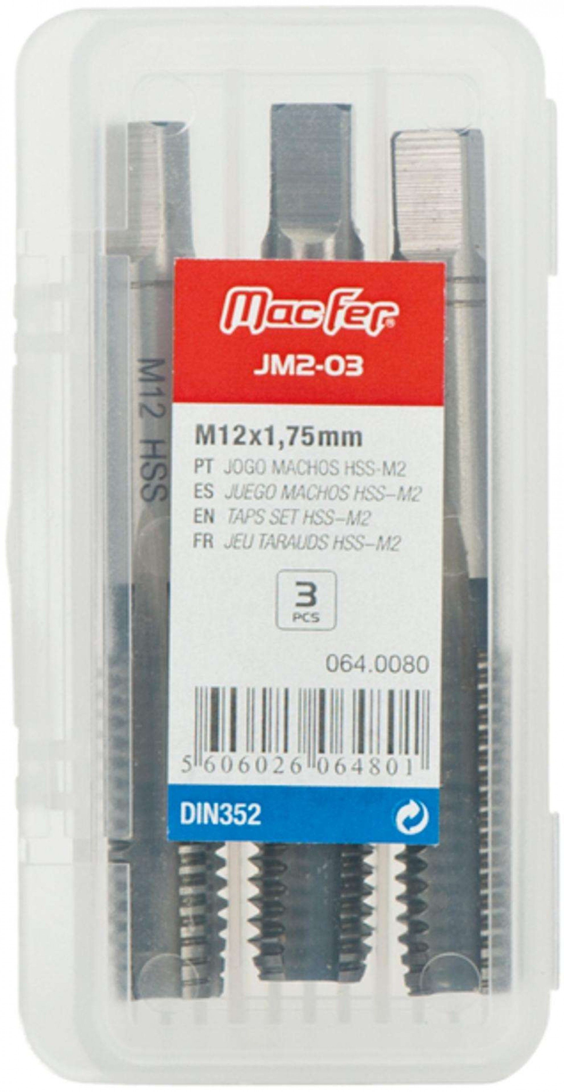 Jg. machos HSS-M2 MacFer JM2-03 M10x1,50mm 3pçs refª 064.0079 MACFER